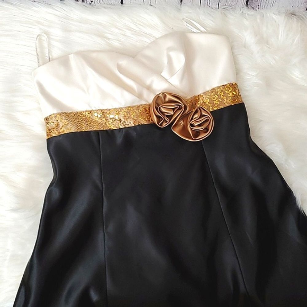 🆕️NWT Y2K Jessica McClintock Gunne Sax Strapless Sequins Black Prom Dress Gown - Picture 15 of 16